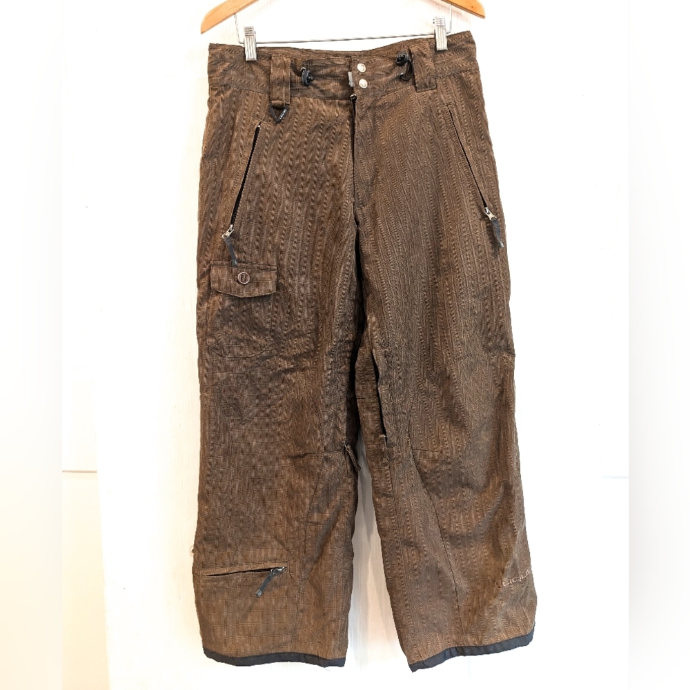 LIQUID BOARDWEAR Q5K Men's Brown Snowboard Ski Pants Brown Plaid Size Small